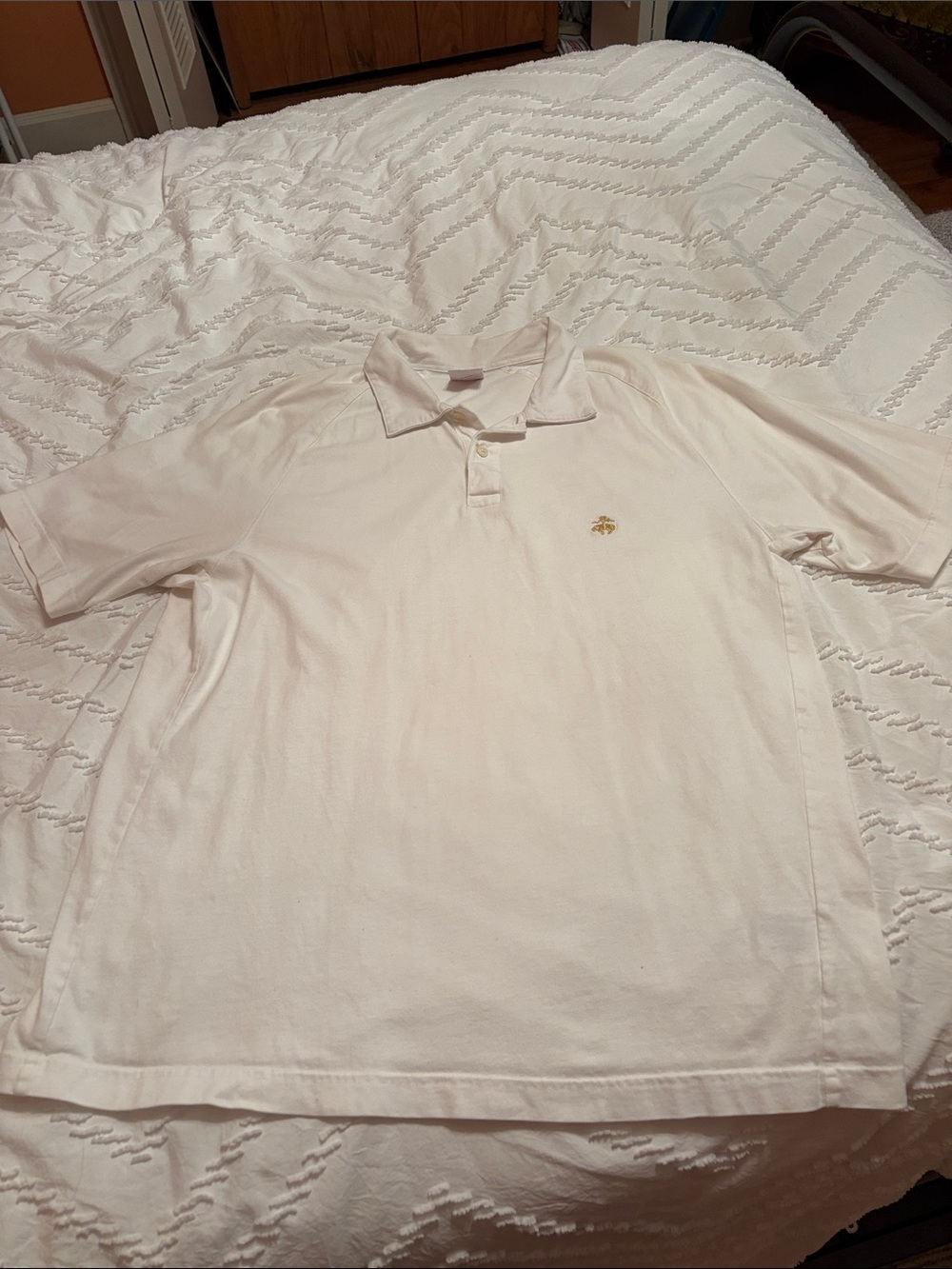 Brooks Brothers Cream Short-Sleeve Polo with Embroidered Logo